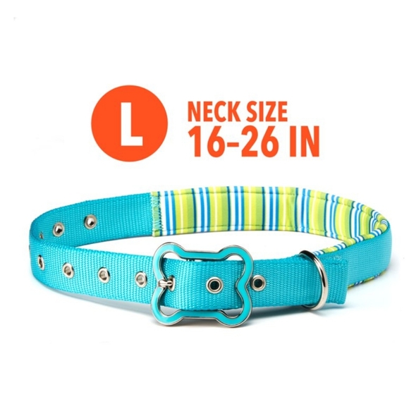 Vibrant Life Comfort Padded Dog Collar Teal Stripe New With Tag Size Large - Picture 4 of 14